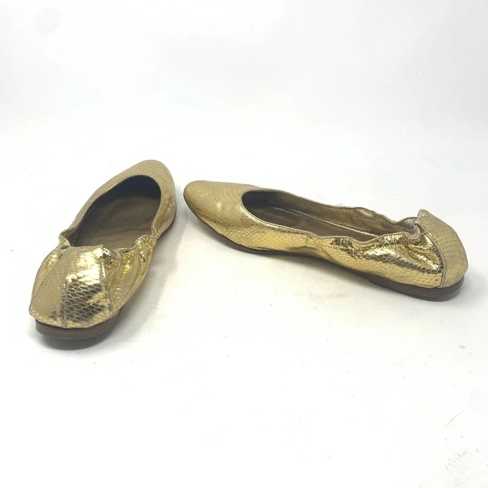 Dolce & Gabbana Gold Metallic Snakeskin Flats - Picture 7 of 10